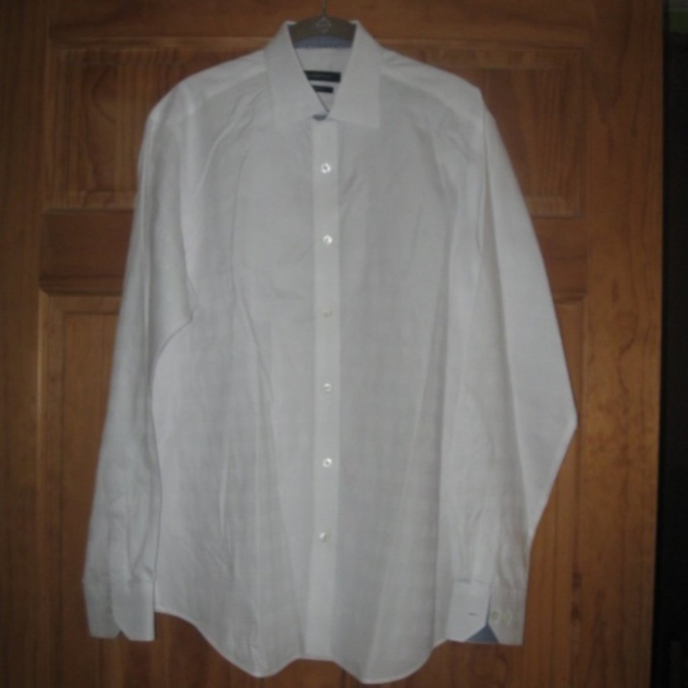 Bugatchi White Long Sleeve Button Down Shirt Classic Fit